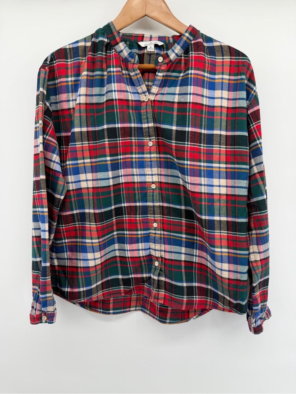 Signature Women’s Plaid Button-Front Blouse in Red, Green & Blue